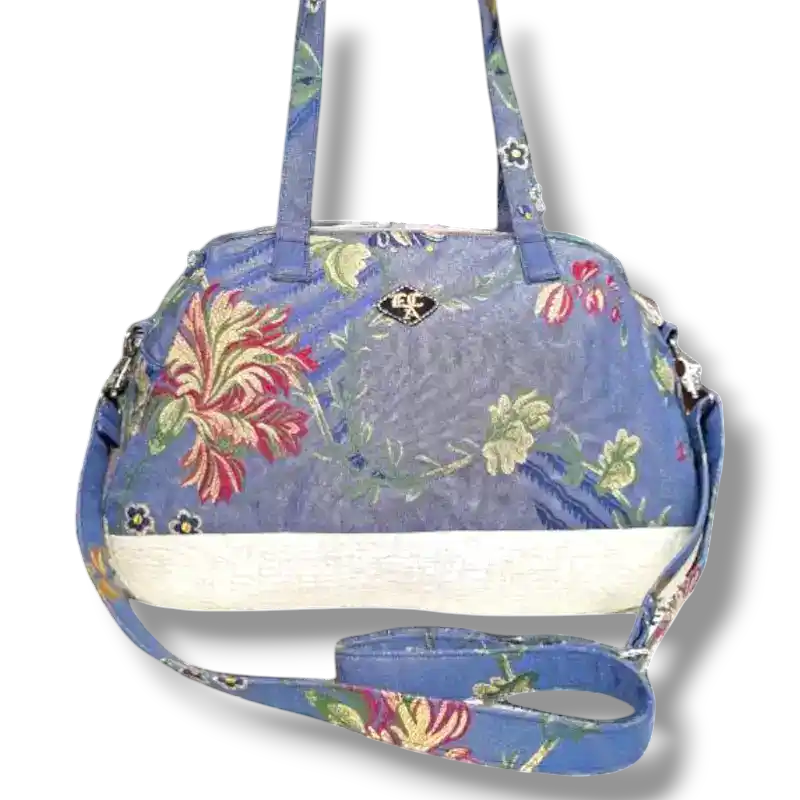 borsa in tessuto jacquard con manici e tracolla regolabile staccabile