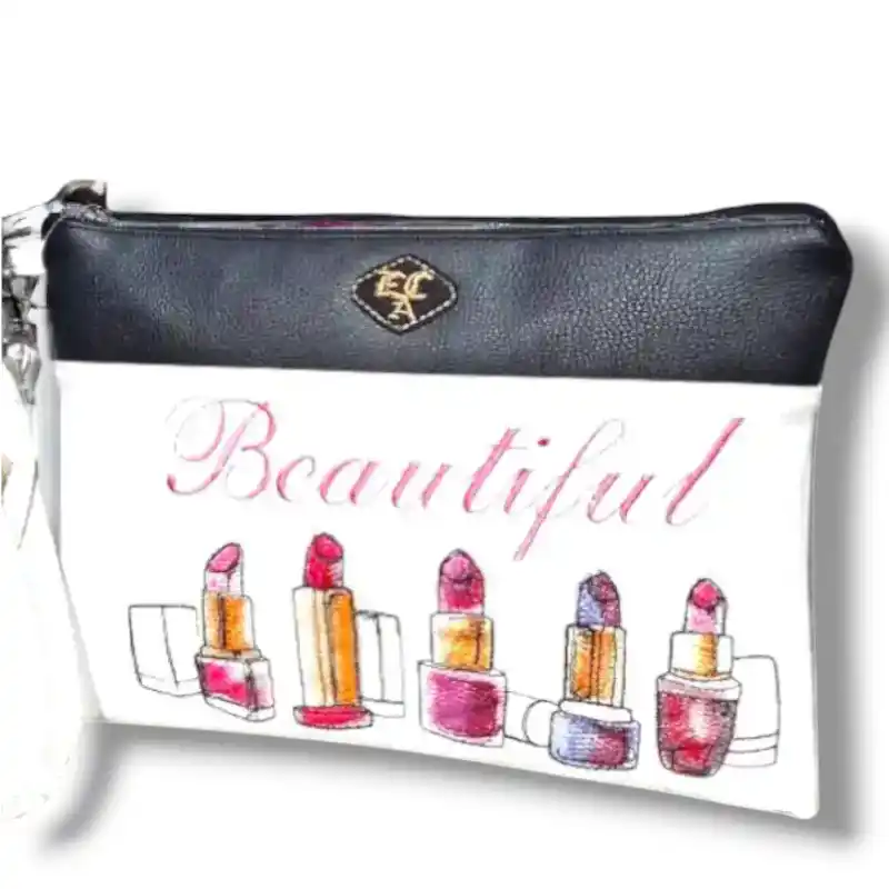 pochette ecopelle bicolor con ricamo personalizzato