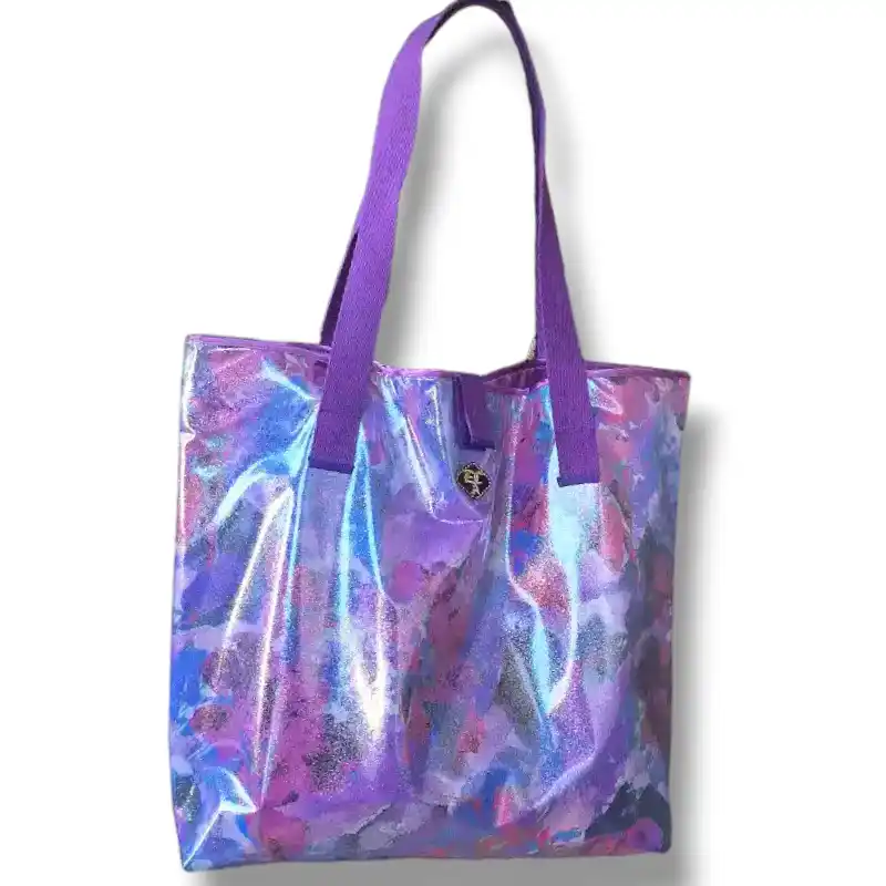 borsa artigianale in pvc con manici in cotone